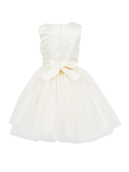 Girls Lala & Erina Champagne Satin Tulle Sequin Patch Flower Girl Dress 2-12 SophiasStyle.com back